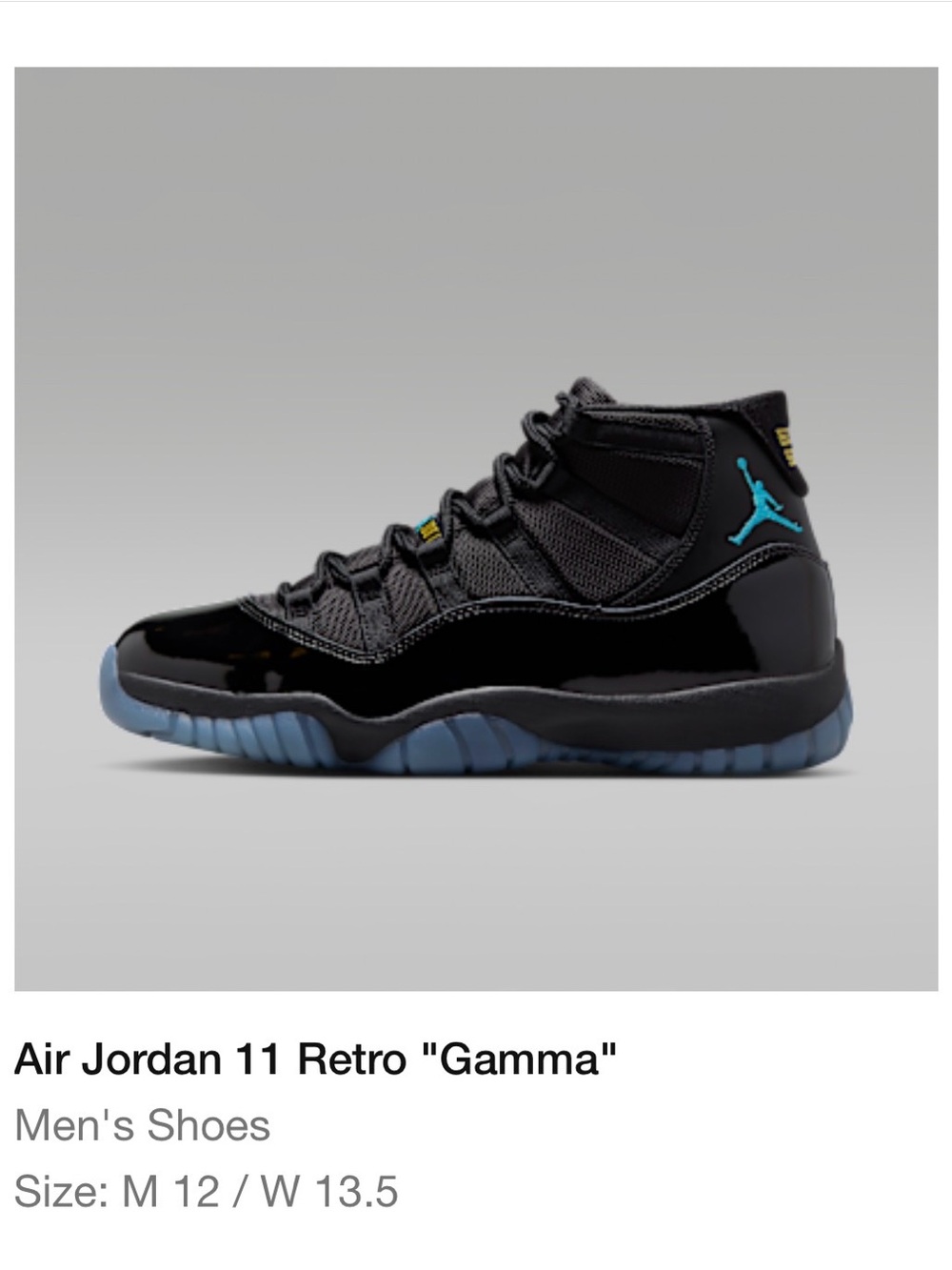 Men’s, Size 12 Air Jordan 11 Retro “Gamma” - BRAND NEW